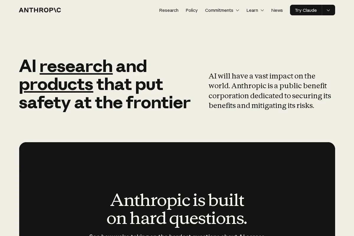 Anthropic（亚太区） 官网首页截图