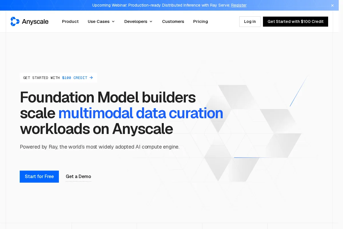 Anyscale 官网首页截图