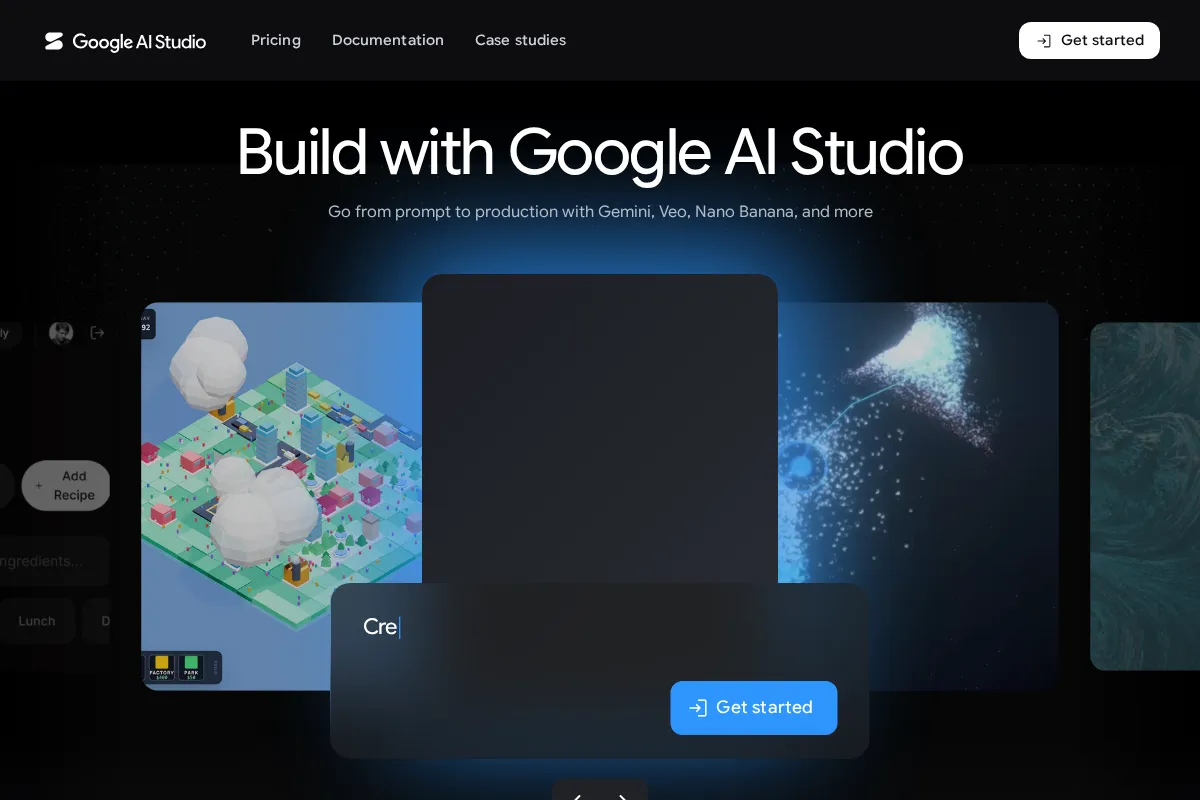 Google AI Studio 官方 官网首页截图