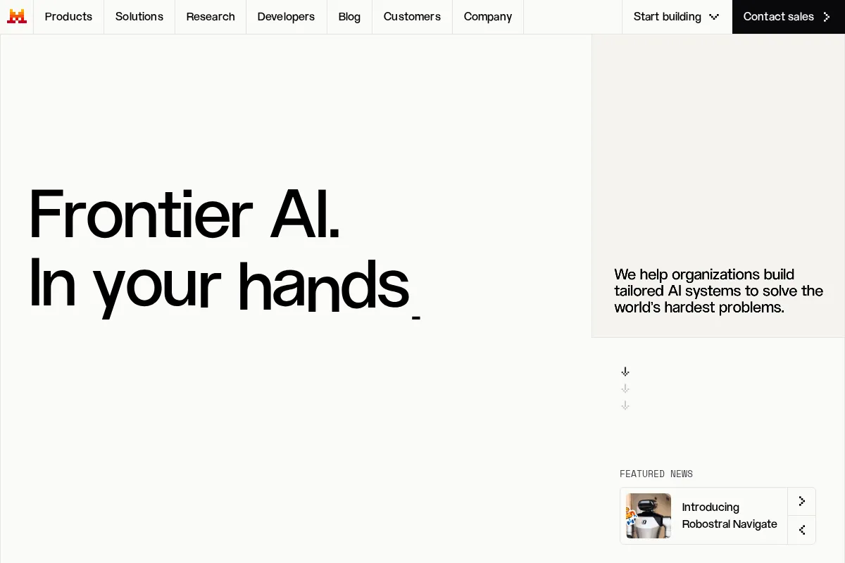 Mistral AI 官网首页截图