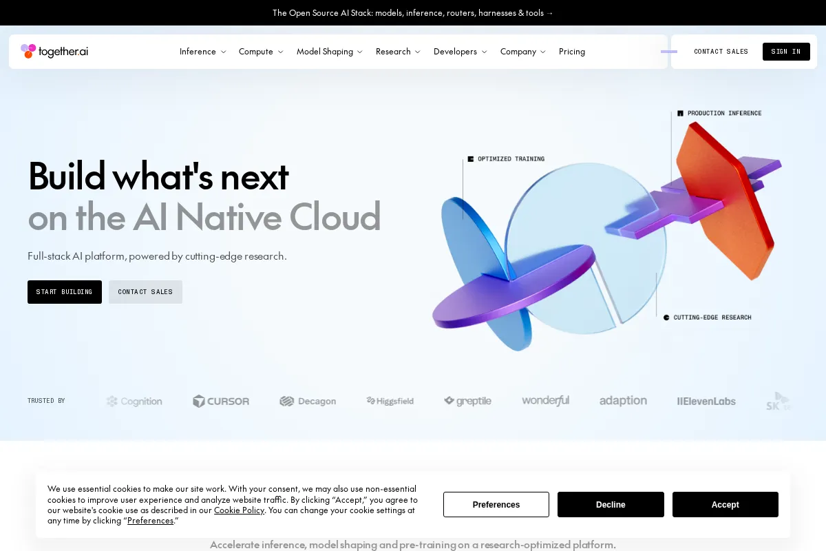 Together AI 官网首页截图